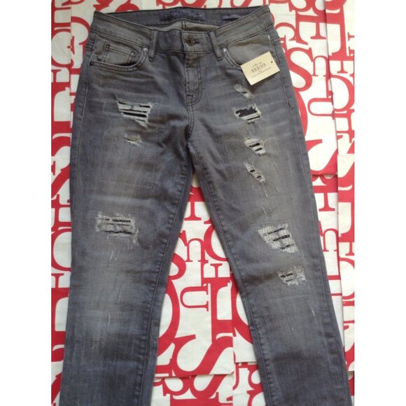 Guess Mid Rise Power Curvy Skinny Jeans In Create Wash Destroyed Details Size 24 - Picture 9 of 12